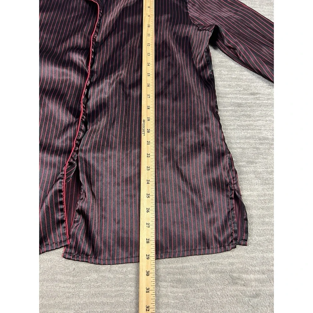 Secret Treasures Pajama Set Womens‎ Large Black Red Pinstripe Satin Long Sleeve